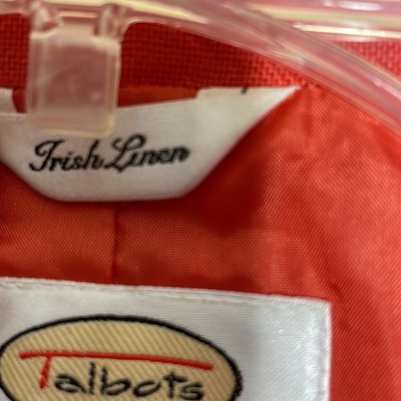 Talbots Irish Linen orange fully lined coastal grandma preppy blazer size 10 - Picture 4 of 8